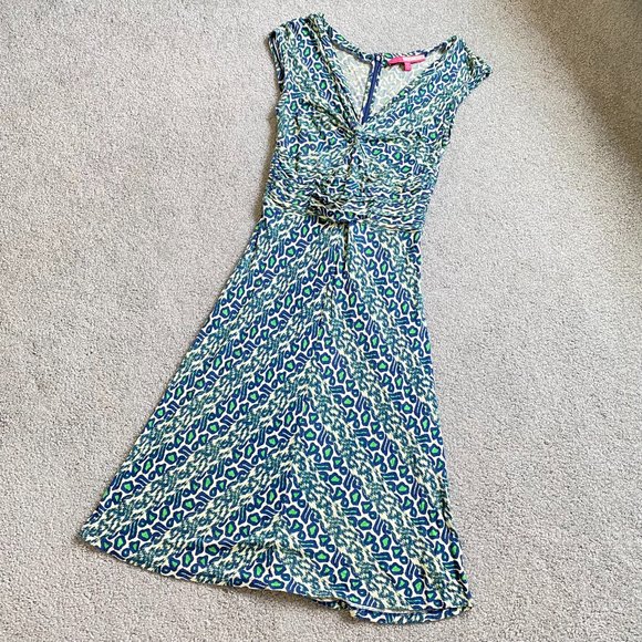 ♥ Plenty by Tracy Reese Sleeveless Cheetah Print Dress in Blue/Green SMALL   - H - Picture 4 of 8